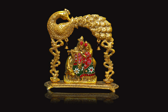 Handcrafted Radha Krishna with Peacock Frame