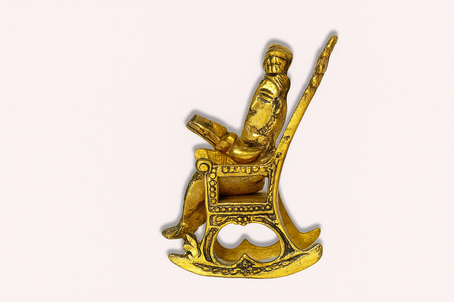 Ganesha Reading Figurine – Antique Gold Finish