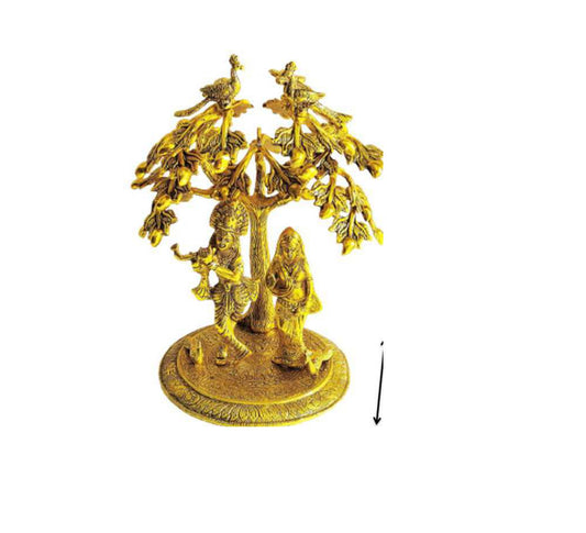 Radha Krishna Brass Idol Under peacock Tree