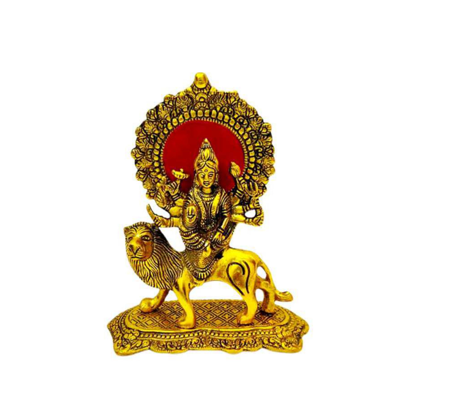 Goddess Durga Brass Idol on Lion