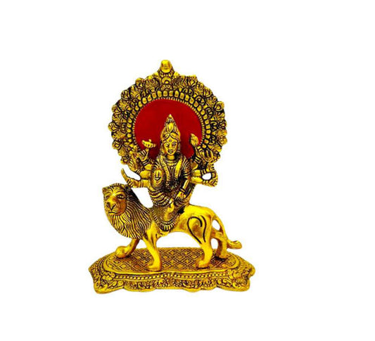 Goddess Durga Brass Idol on Lion