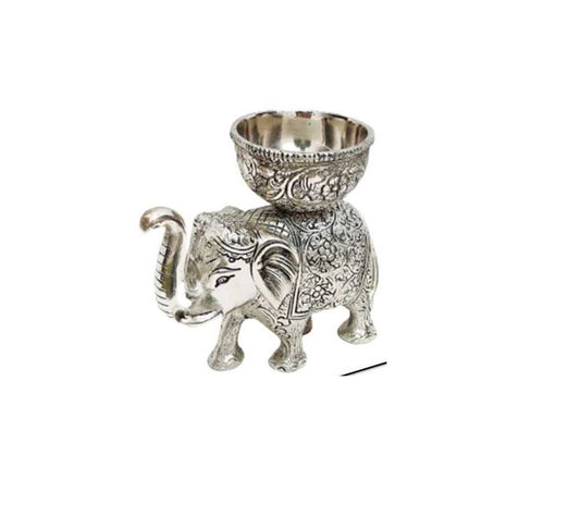 Silver Finish Elephant Bowl Decorative Piece