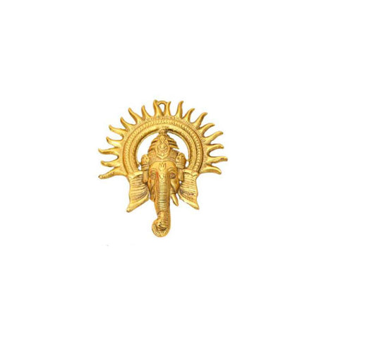Ganesha Face Wall Hanging with Sun Halo Design