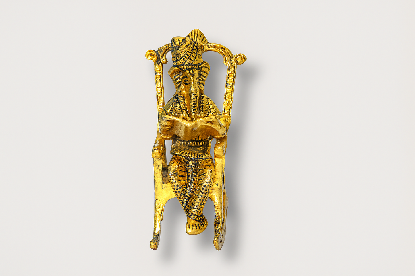 Ganesha Reading Figurine – Antique Gold Finish