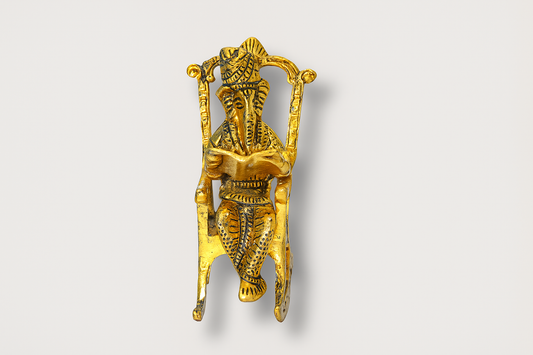 Ganesha Reading Figurine – Antique Gold Finish